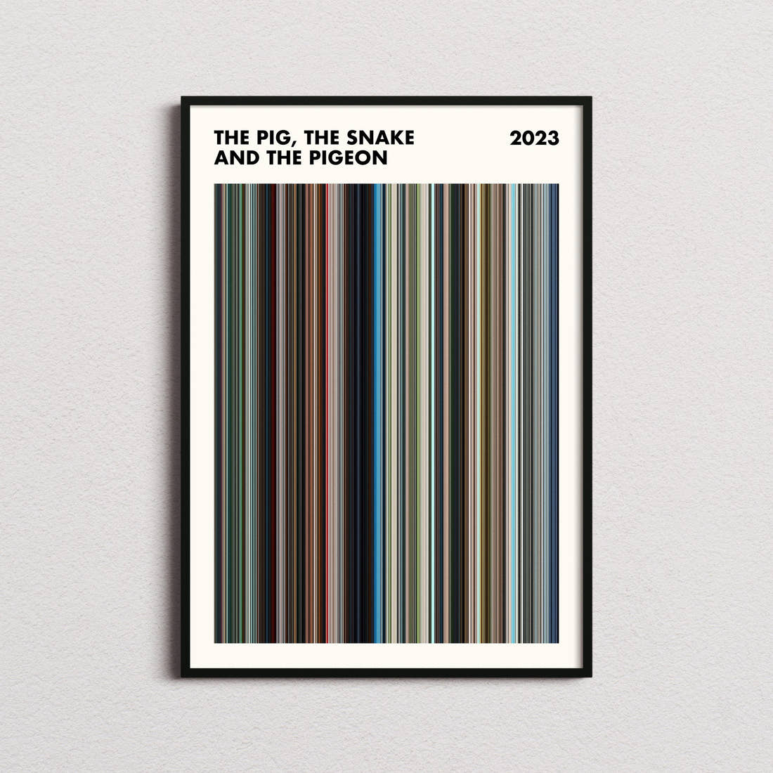 The Pig, the Snake and the Pigeon Movie Barcode Poster - Simplified