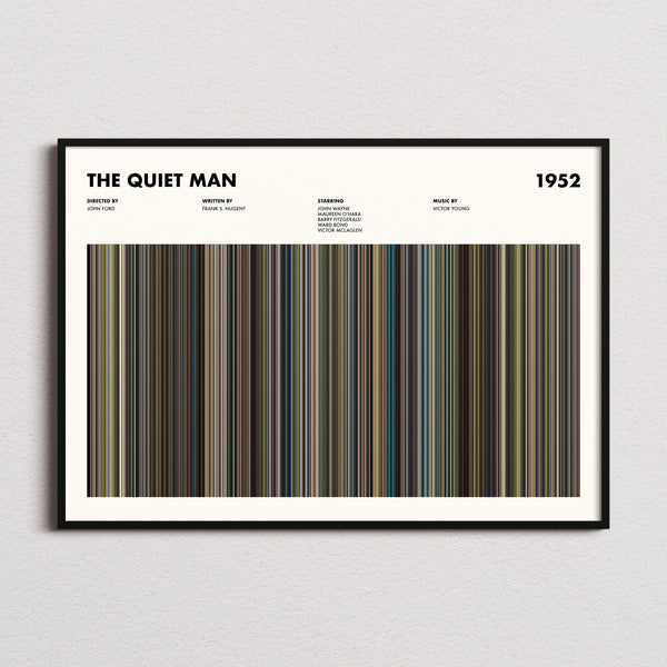The Quiet Man Movie Barcode Poster framed and photographed straight on