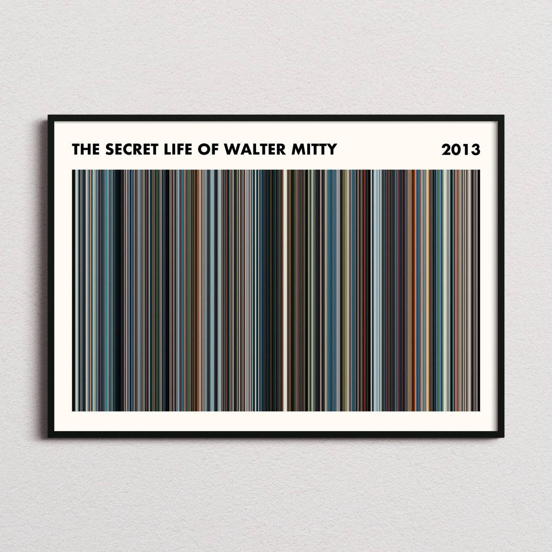 The Secret Life of Walter Mitty Movie Barcode Poster - Simplified