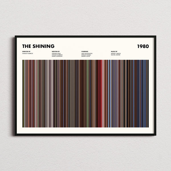 The Shining Movie Barcode Poster framed and photographed straight on