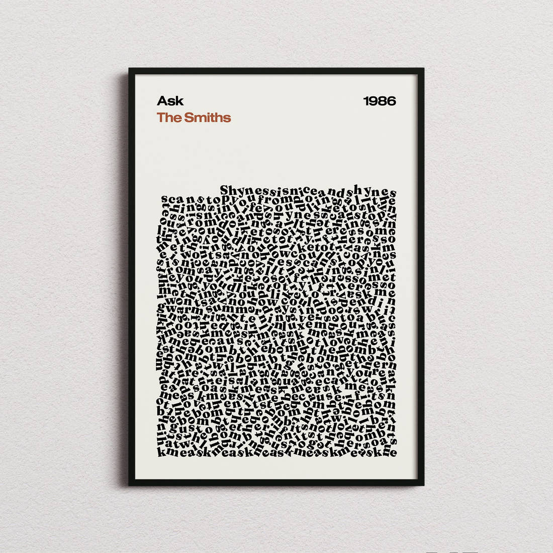 The Smiths Ask Lyric Print in the cream colourway, framed
