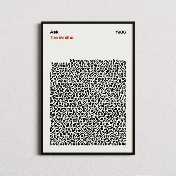 The Smiths Ask Lyric Print in the cream colourway, framed