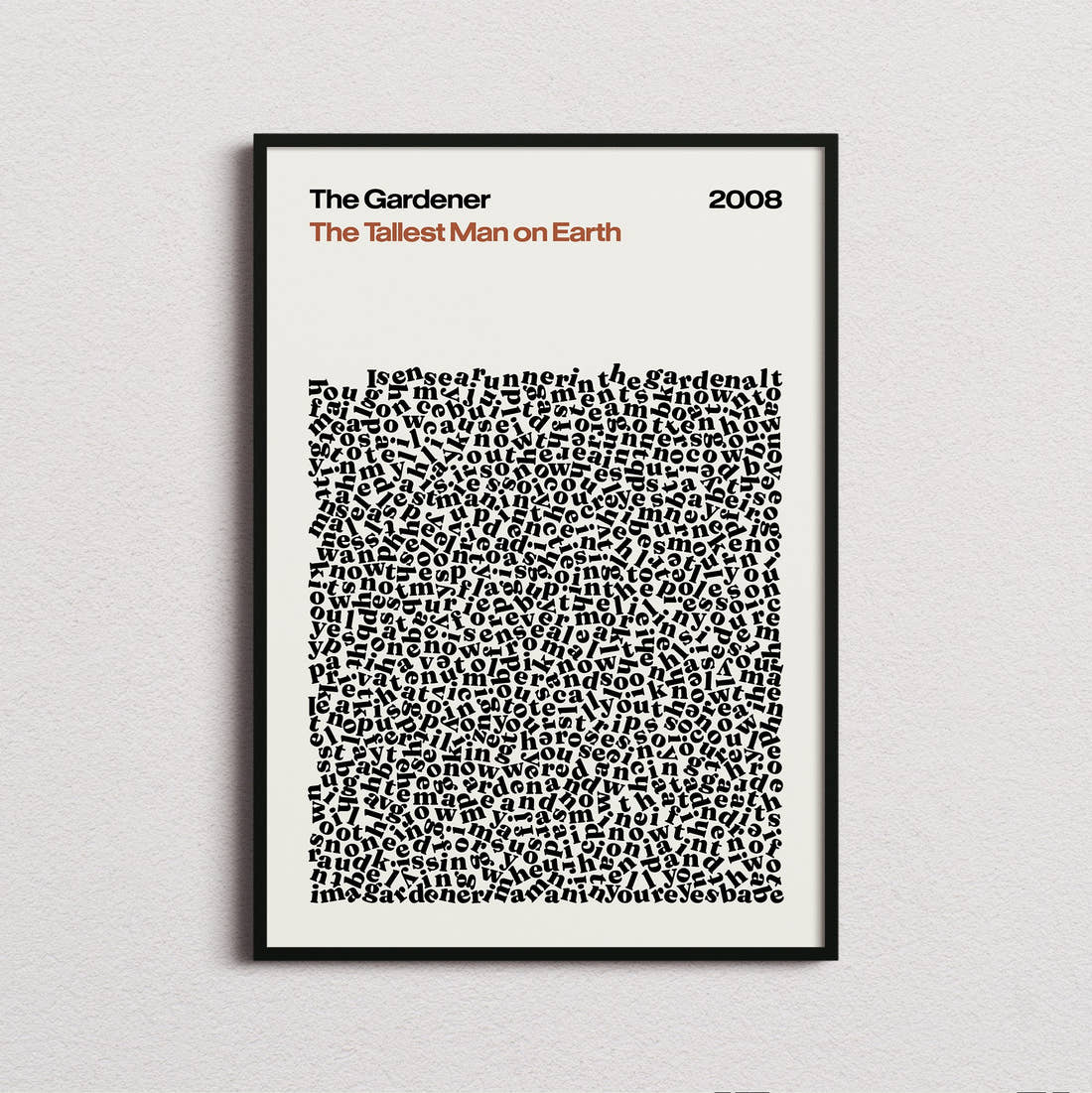The Tallest Man on Earth The Gardener Lyric Print in the cream colourway, framed