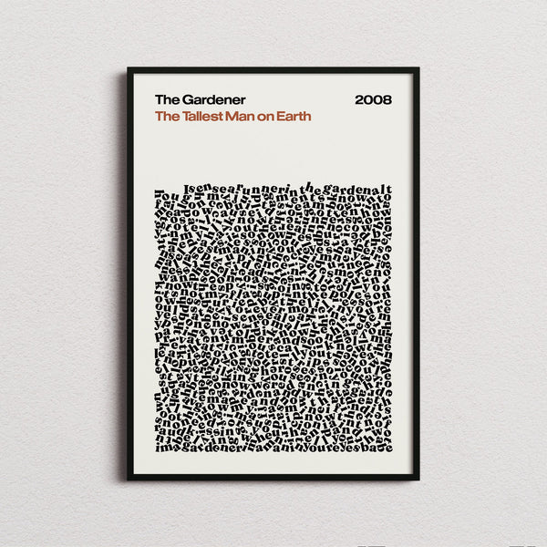 The Tallest Man on Earth The Gardener Lyric Print in the cream colourway, framed
