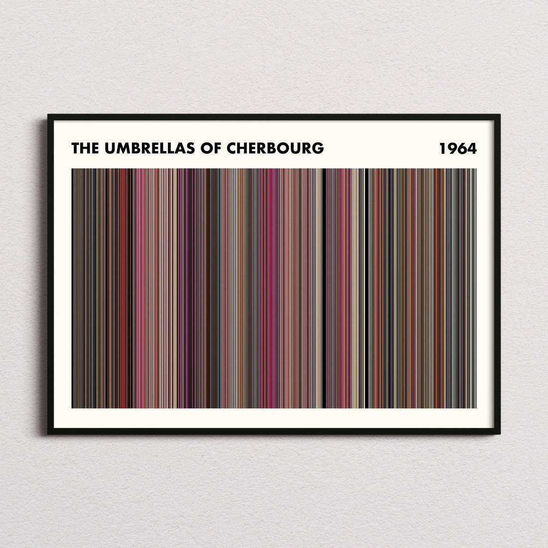 The Umbrellas of Cherbourg Movie Barcode Poster - Simplified