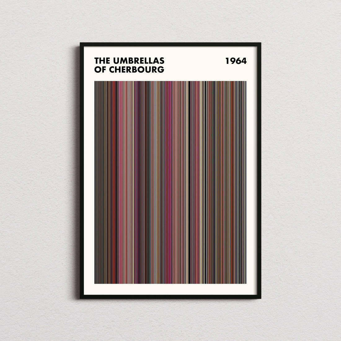 The Umbrellas of Cherbourg Movie Barcode Poster - Simplified