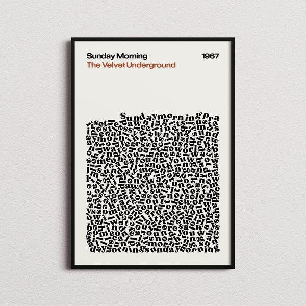 The Velvet Underground Sunday Morning Lyric Print in the cream colourway, framed