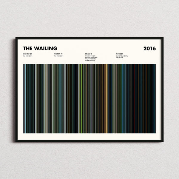 The Wailing Movie Barcode Poster framed and photographed straight on