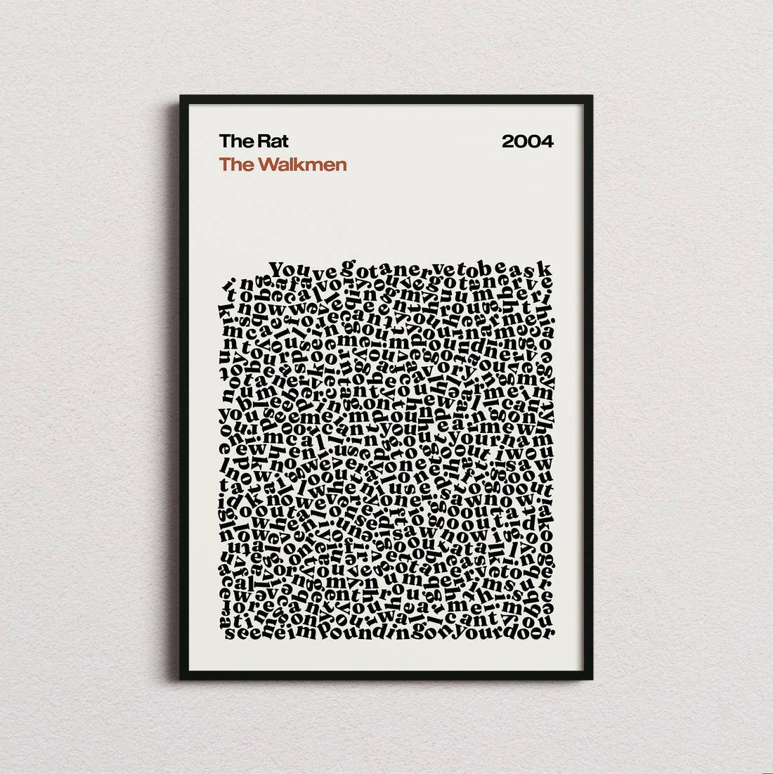 The Walkmen The Rat Lyric Print in the cream colourway, framed