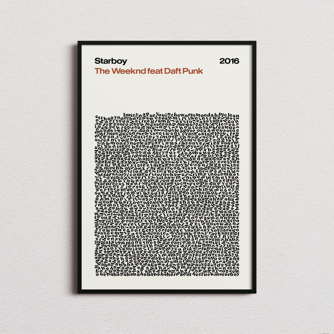 The Weeknd Starboy Lyric Print