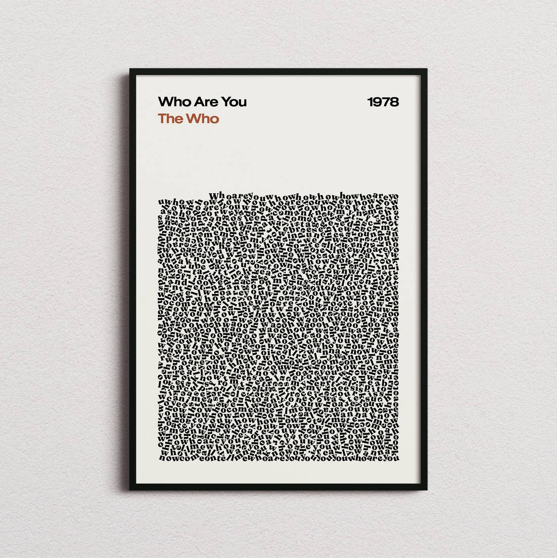 The Who Who Are You Lyric Print in the cream colourway, framed