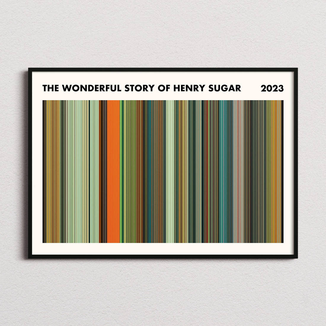 The Wonderful Story of Henry Sugar Movie Barcode Poster - Simplified