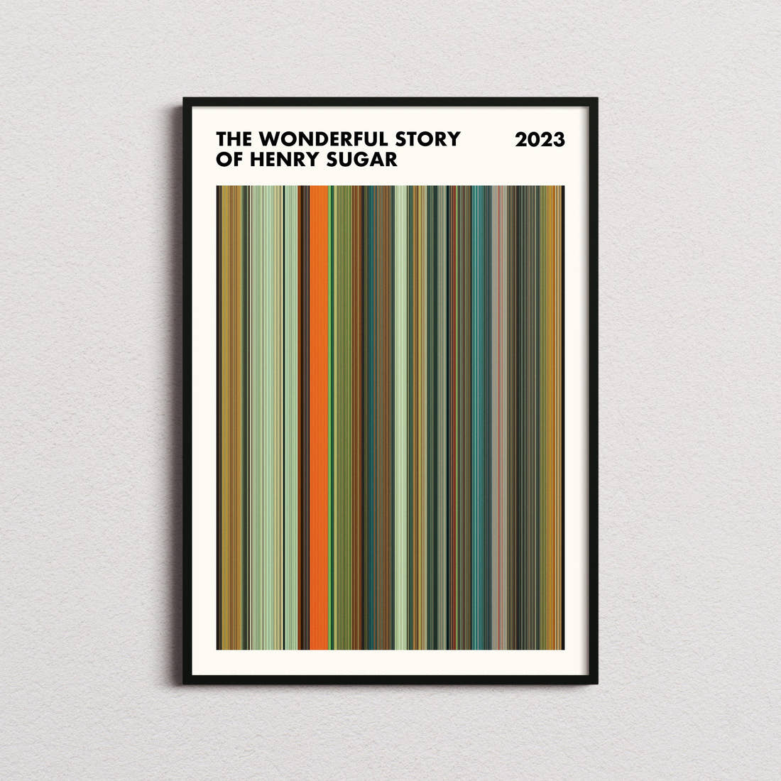 The Wonderful Story of Henry Sugar Movie Barcode Poster - Simplified