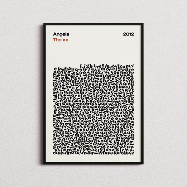 The XX Angels Lyric Print in the cream colourway, framed