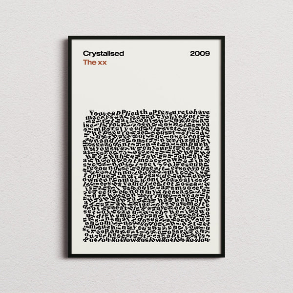 The XX Crystalised Lyric Print in the cream colourway, framed