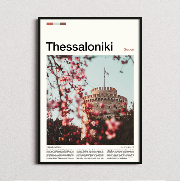 Thessaloniki - White Tower Behind Blossom - Travel Print