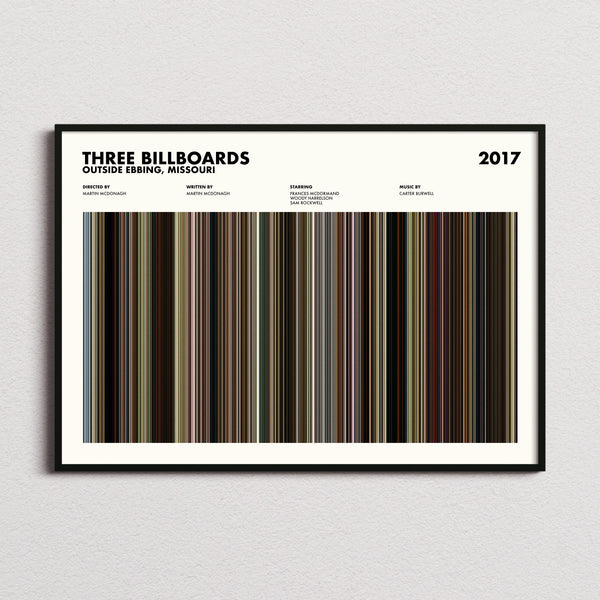 Three Billboards Outside Ebbing Missouri Movie Barcode Poster