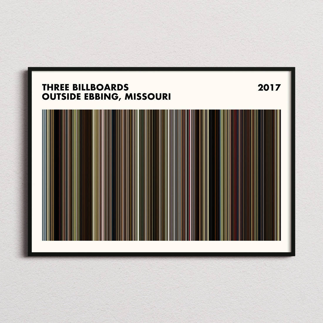 Three Billboards Outside Ebbing, Missouri Movie Barcode Poster - Simplified
