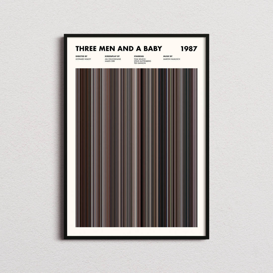 Three Men and a Baby Movie Barcode Poster