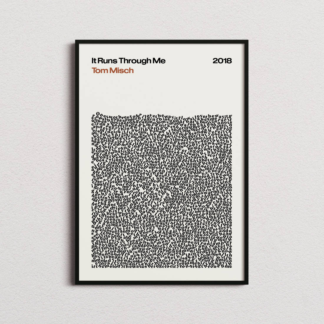 Tom Misch It Runs Through Me Lyric Print in the cream colourway, framed