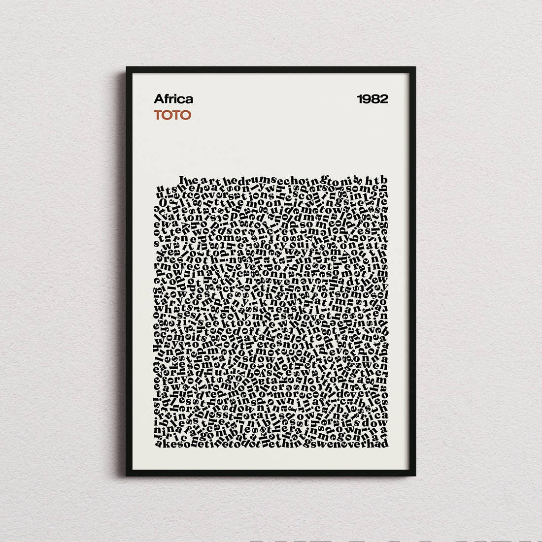 TOTO Africa Lyric Print in the cream colourway, framed