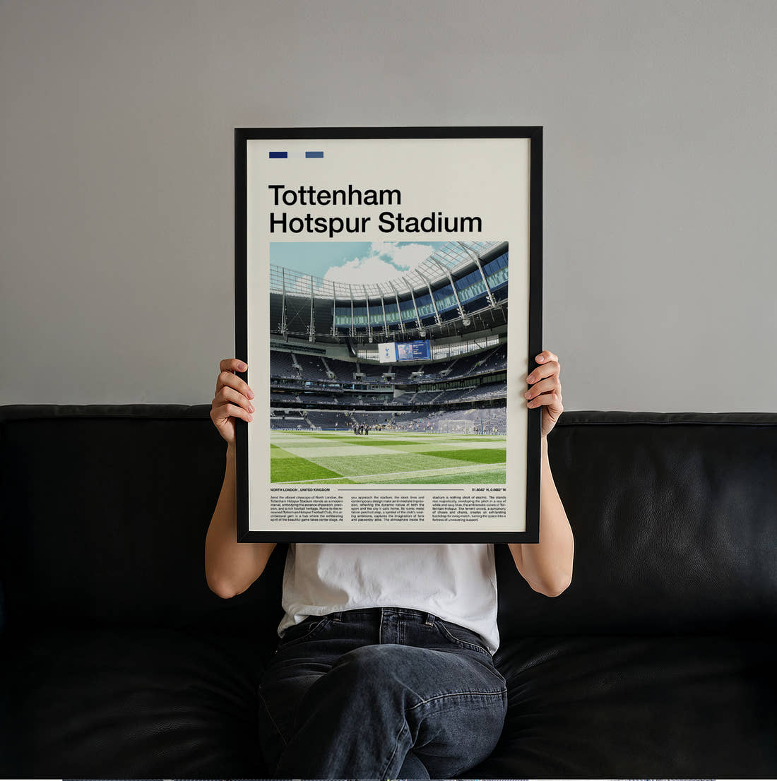 Tottenham Hotspur Stadium Print held up by hand to show the size of the print