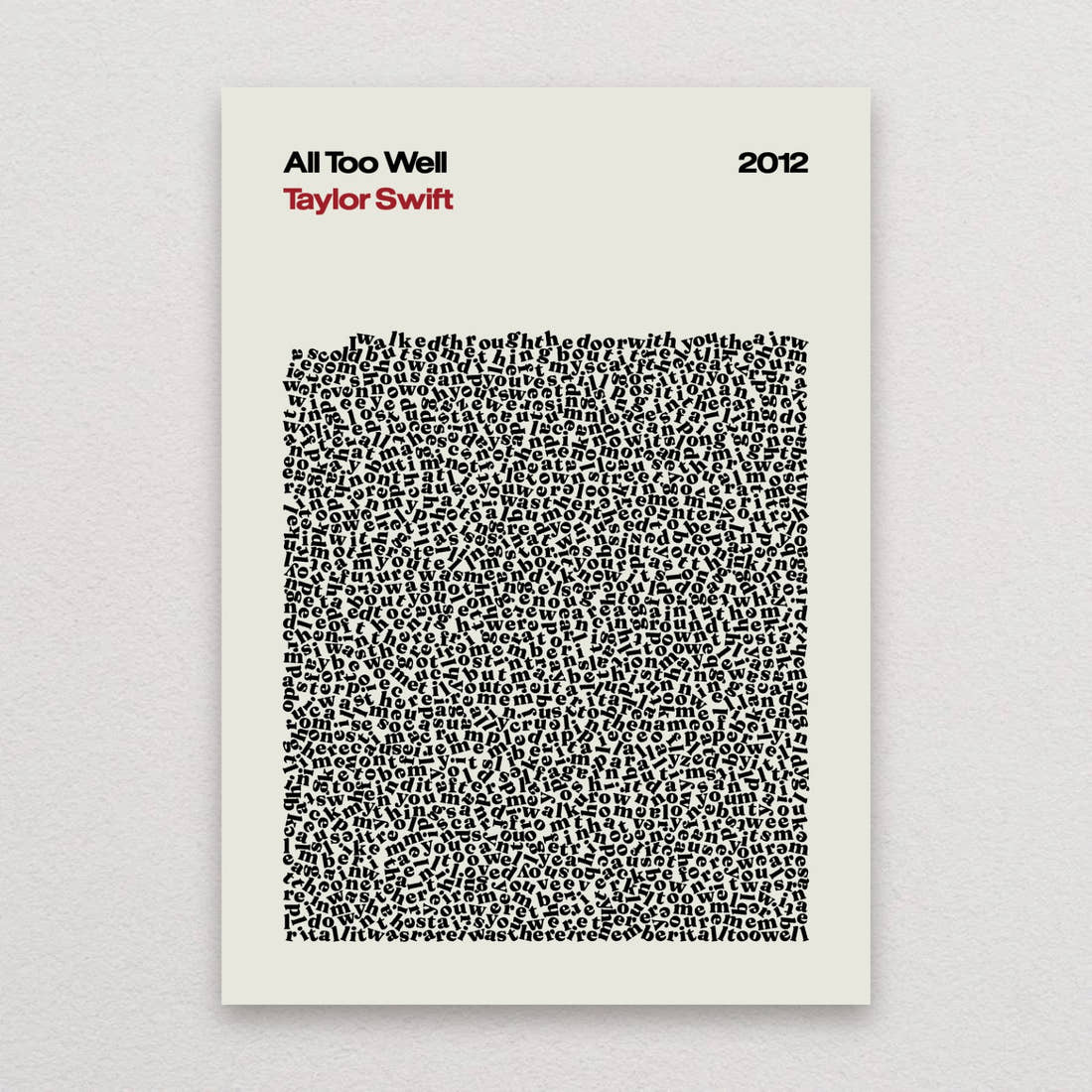 Taylor Swift All Too Well lyric print in Linen