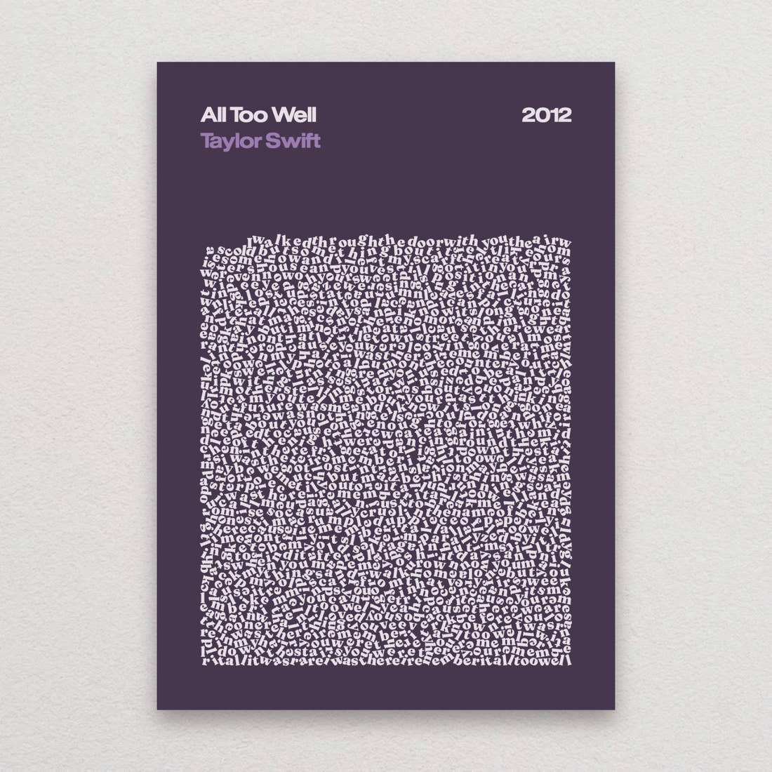 Taylor Swift All Too Well lyric print in Plum