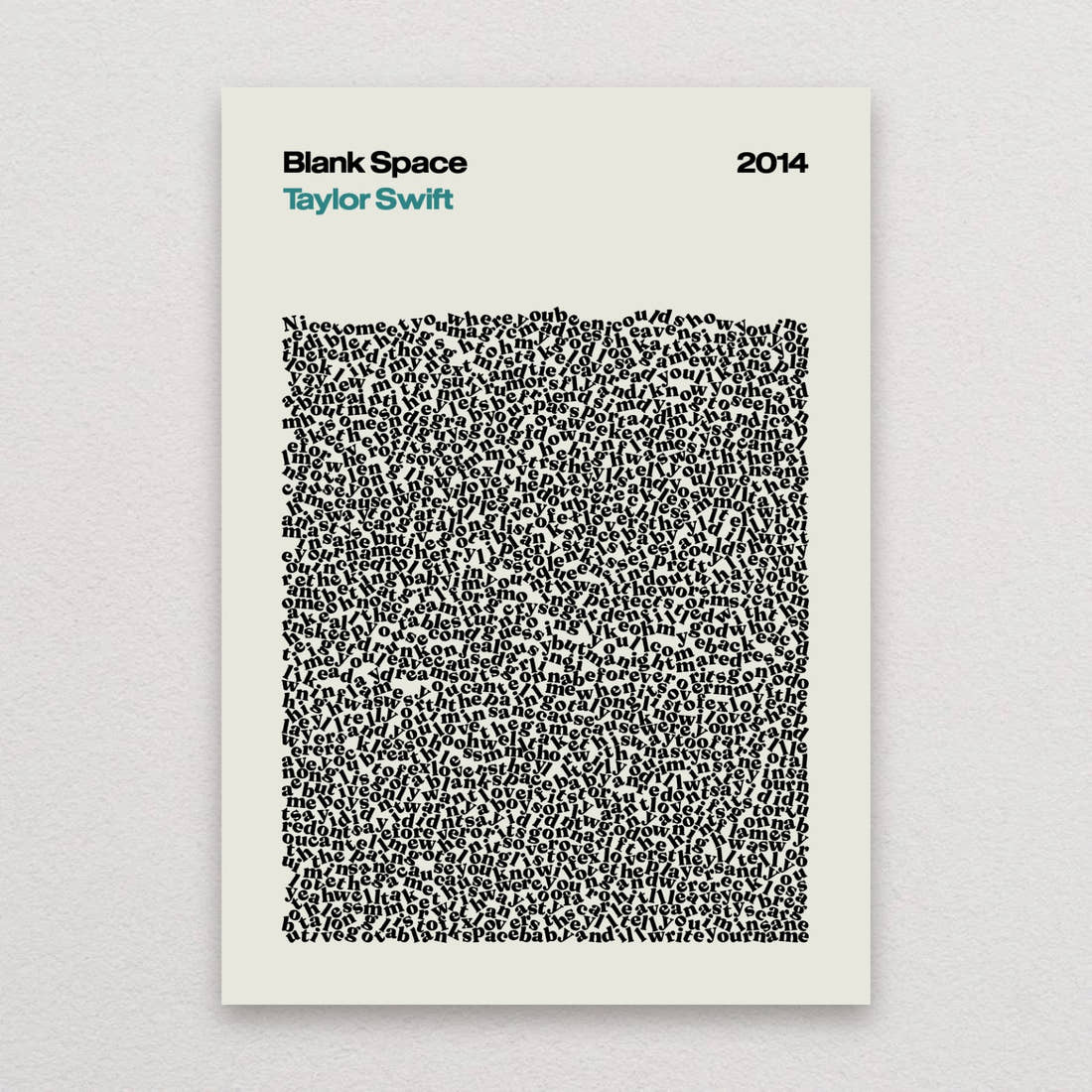 Taylor Swift Blank Space lyric print in Linen
