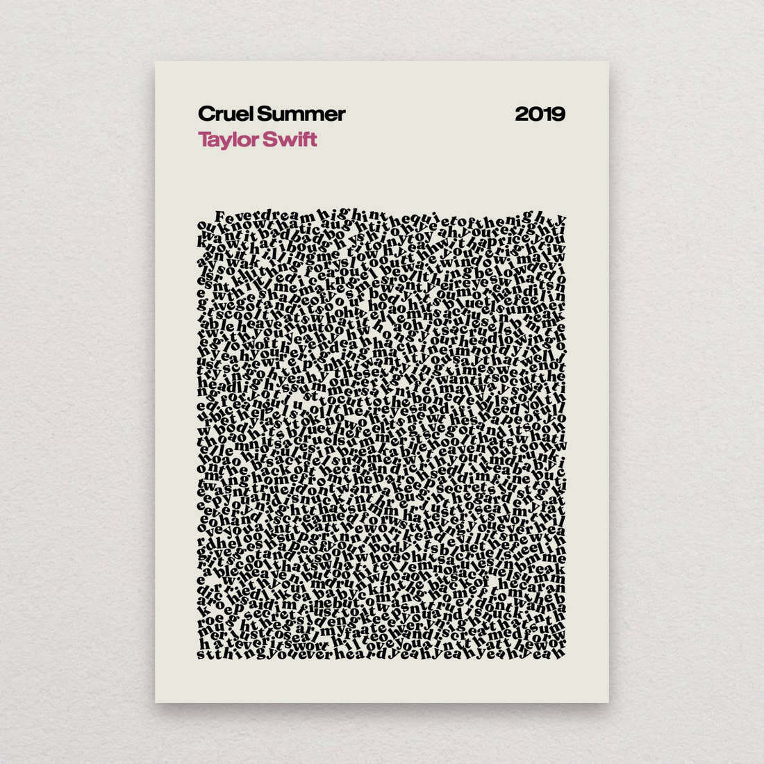 Taylor Swift Cruel Summer lyric print in Linen
