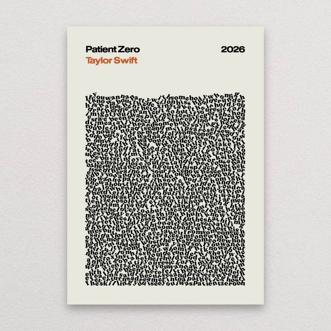 Taylor Swift Patient Zero lyric print in Linen