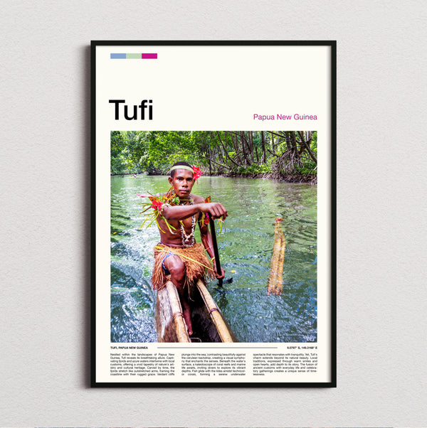 Tufi - Man Paddling A Canoe - Travel Print