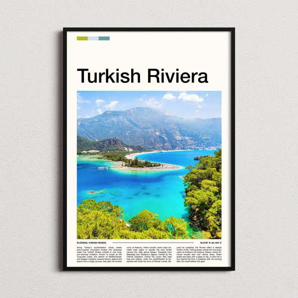 Turkish Riviera Turquoise Lagoon View Travel Print framed and photographed straight on