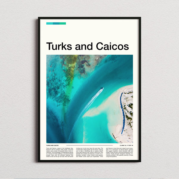 Turks And Caicos - Boat On Turquoise Water - Travel Print