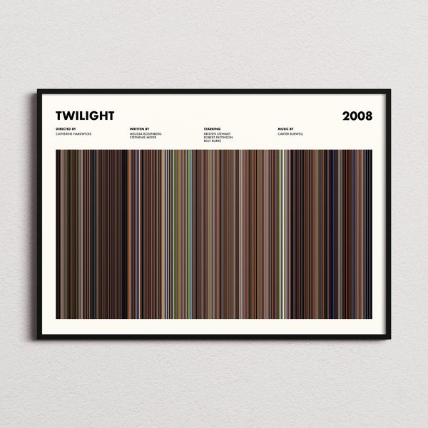 Twilight Movie Barcode Poster framed and photographed straight on