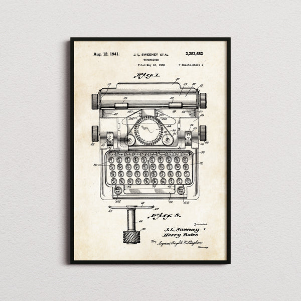 Typewriter Patent Print
