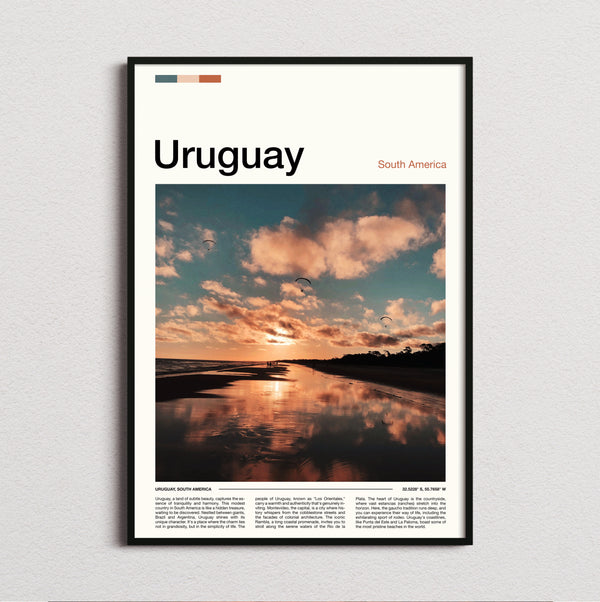 Uruguay - Clouds Reflected At Sunset - Travel Print