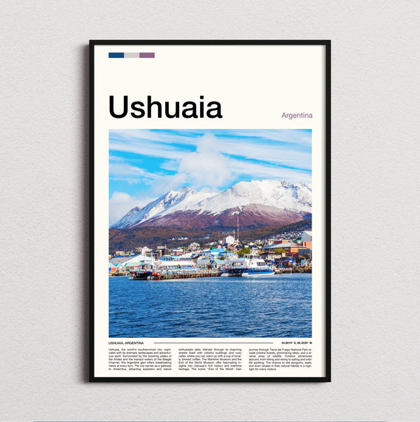 Ushuaia - Harbour And Snowy Mountains - Travel Print