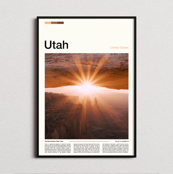 Utah - Sunburst Through Arch - Travel Print