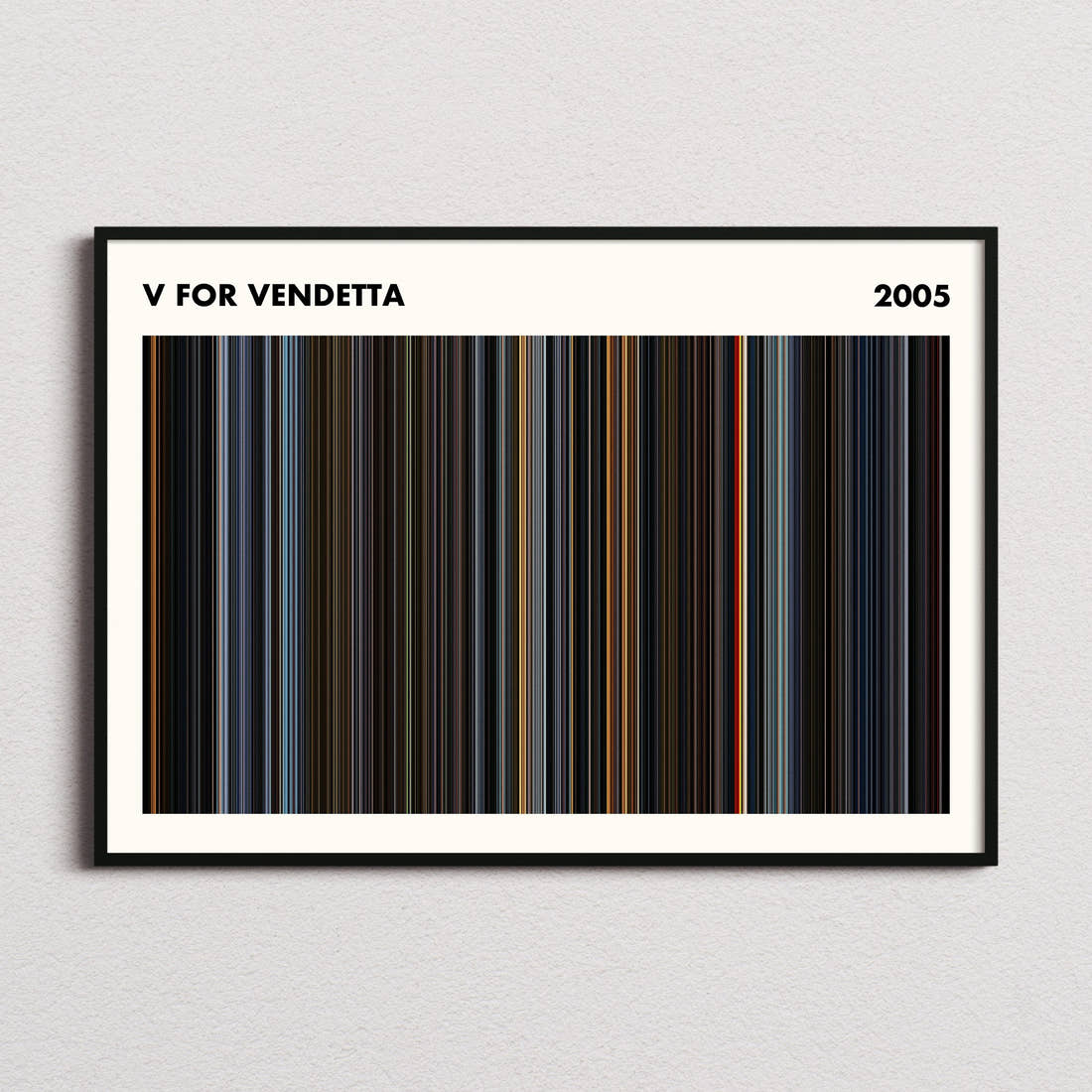 V For Vendetta Movie Barcode Poster - Simplified
