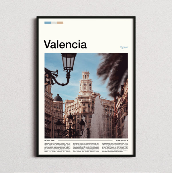 Valencia - Ornate Tower And Streetlamp - Travel Print