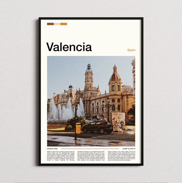 Valencia - Grand Building And Fountain - Travel Print