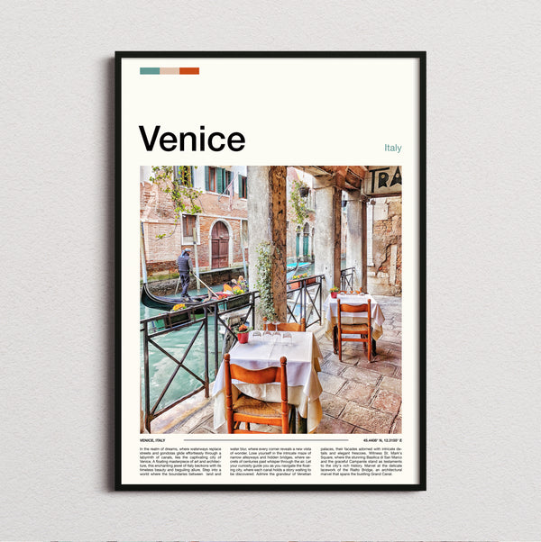 Venice - Canalside Restaurant Tables - Travel Print