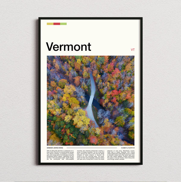 Vermont - Road Bridge Over River - Travel Print