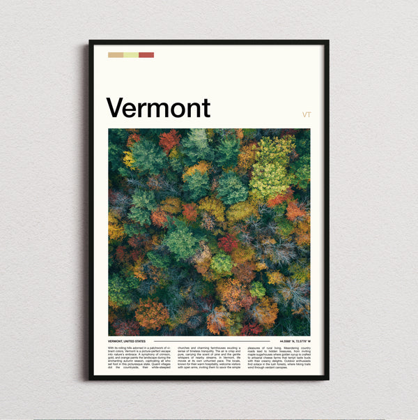 Vermont - Autumn Treetops Aerial - Travel Print