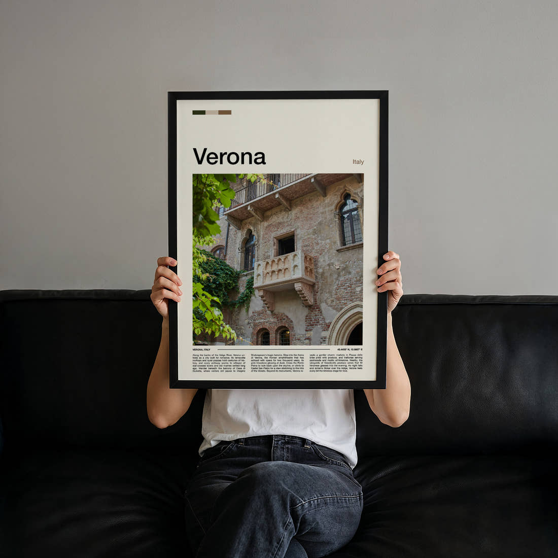 Verona Juliet'S Balcony Travel Print held up by hand to show the size of the print