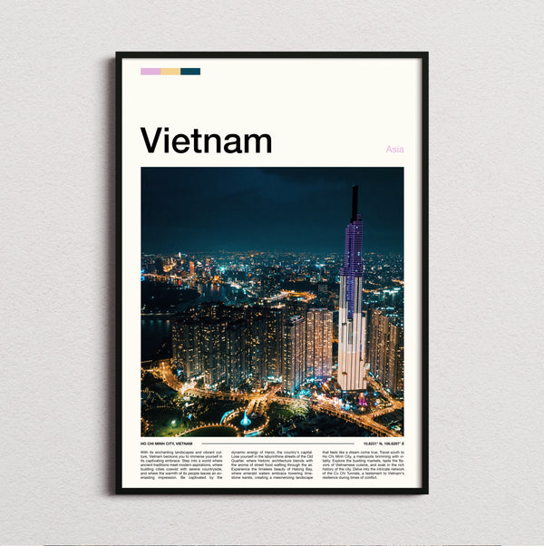 Vietnam - Night Skyline - Travel Print