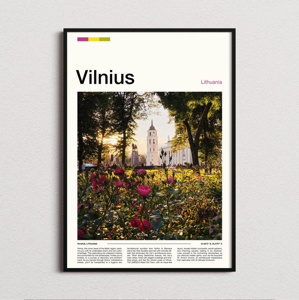 Vilnius - Flowers And Bell Tower - Travel Print