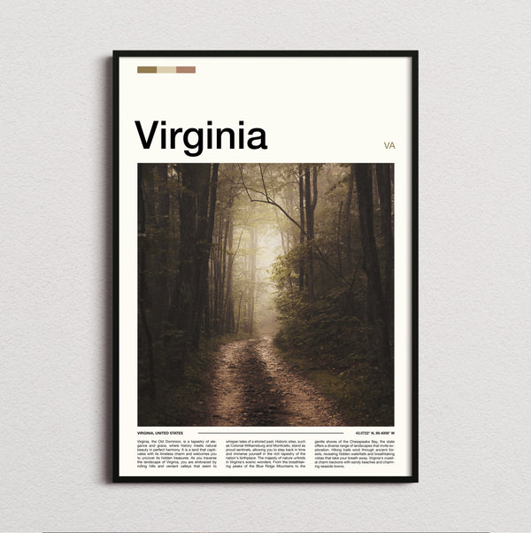 Virginia - Foggy Forest Path - Travel Print