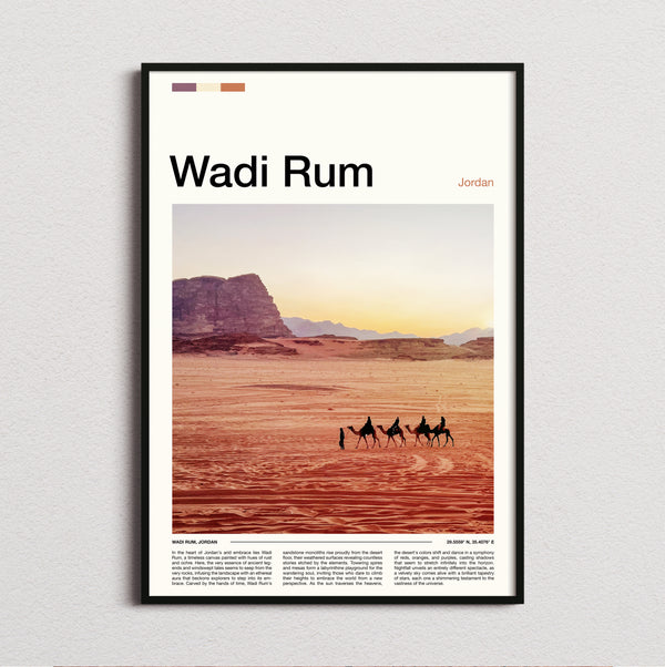 Wadi Rum - Camel Caravan In Desert - Travel Print